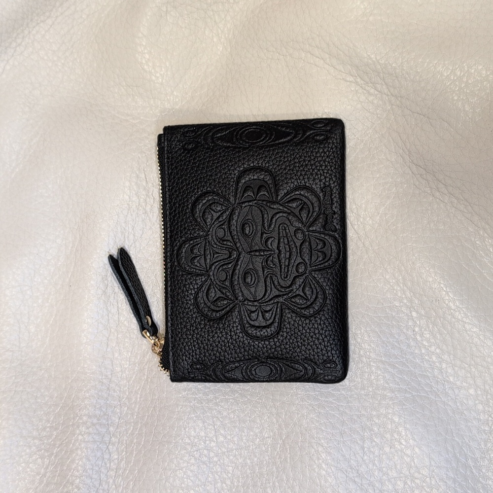 Indigenous 'Copper Sun' Design By Joe Wilson Embossed Leather Coin Card Holder